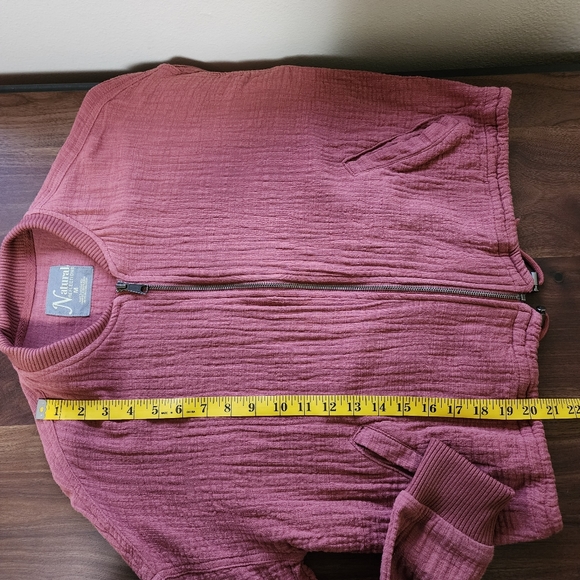 Natural Reflections Magenta Slub Cotton Gauze Zip Up Jacket - Picture 5 of 8